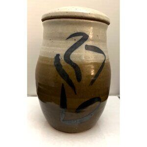 Bill Beisser Glazed Stoneware Pottery Jar With Lid, Signed, 81/4”
